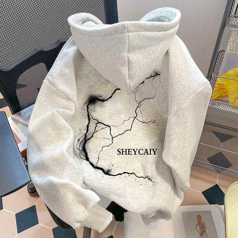 Áo Hoodie In Hình Tia Chớp, Thương Hiệu Thời Trang Mỹ, Dành Cho Nam Và Nữ, Thích Hợp Cho Học Sinh Mùa Thu, Dáng Rộng Vừa Vặn, Phong Cách Đường Phố Cao Cấp, Áo Khoác Cặp Đôi Đẹp Trai, Phong Cách Ins 0