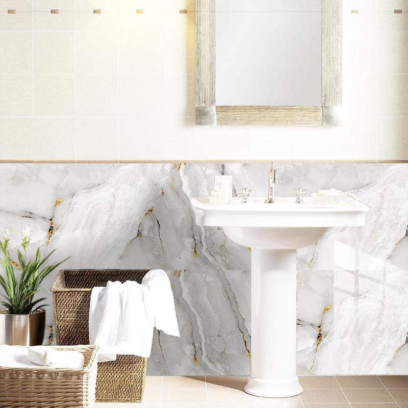 Marble Pattern Self-adhesive Wallpaper, Simple Casual Removable Wall Sticker, Wall Decor for Home Kitchen Living Room, Home Decor, Modern 4