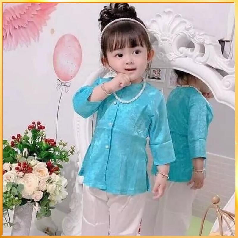 Bộ Áo Bà Ba Bé Gái Vải Lụa Gấm Hoa Mềm Mịn + Quần Lụa ĐEN, Đồ Lam Đi Chùa Cho Bé Siêu Dễ Thương, Đáng Yêu, Xinh Xắn N.A STORE