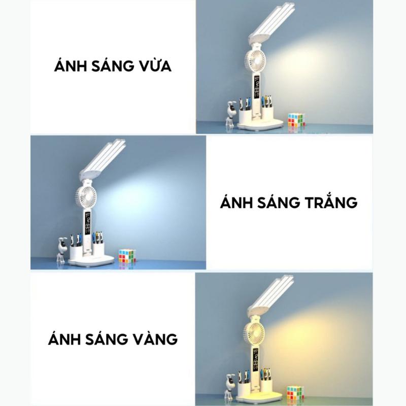 ĐÈN HỌC ĐỂ BÀN TÍCH ĐIỆN 3 MÀU - ATH Lighting - Có quạt tích điện 3200Mh, Chống Cận Thị, ĐÈN LED, Có Màn Hình LCD Hiển Thị Đa Thông Tin, Dung Lượng Khủng 3200Mah - đểbànhọc den hoctichdien 9