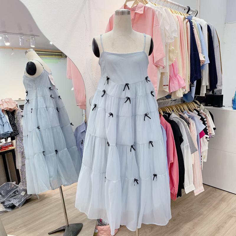 Váy 2 dây maxi nhiều nơ bánh bèo siêu xinhhh