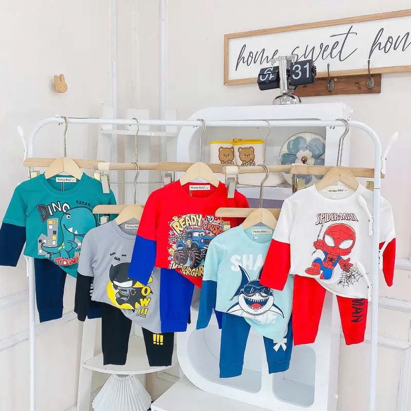 [Shin Kids] Dưới 1m15 (8-24kg) Dài Tay Chất Thun Lạnh In Nhân Vật Hoạt Hình Siêu Xinh Dành Cho Bé.Đồ Ngủ Bé Trai, Đồ Ngủ Bé Gái, Đồ Dài Cho Bé 0
