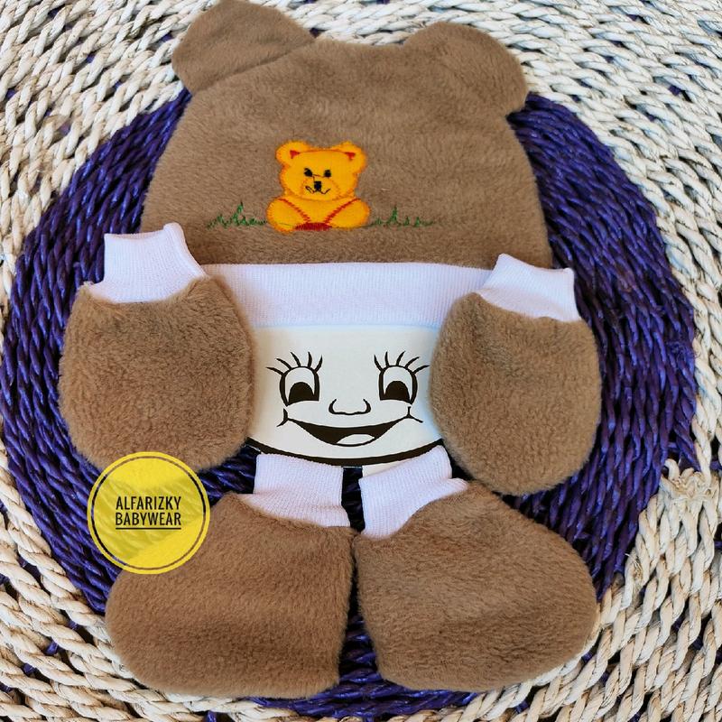 set topi + Sartaki bayi bahan fleece tebal 2
