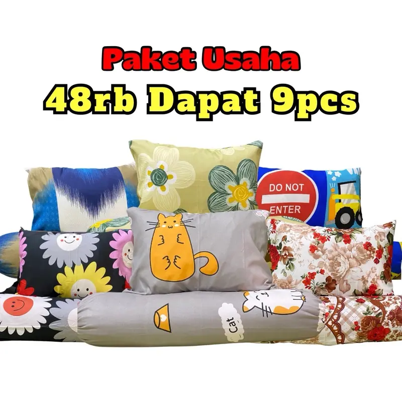 Paket Usaha 9 Harga 48.000 Sarung Bantal Sarung Guling 9pcs Bisa Dicuci Bahan Katun Halus 0
