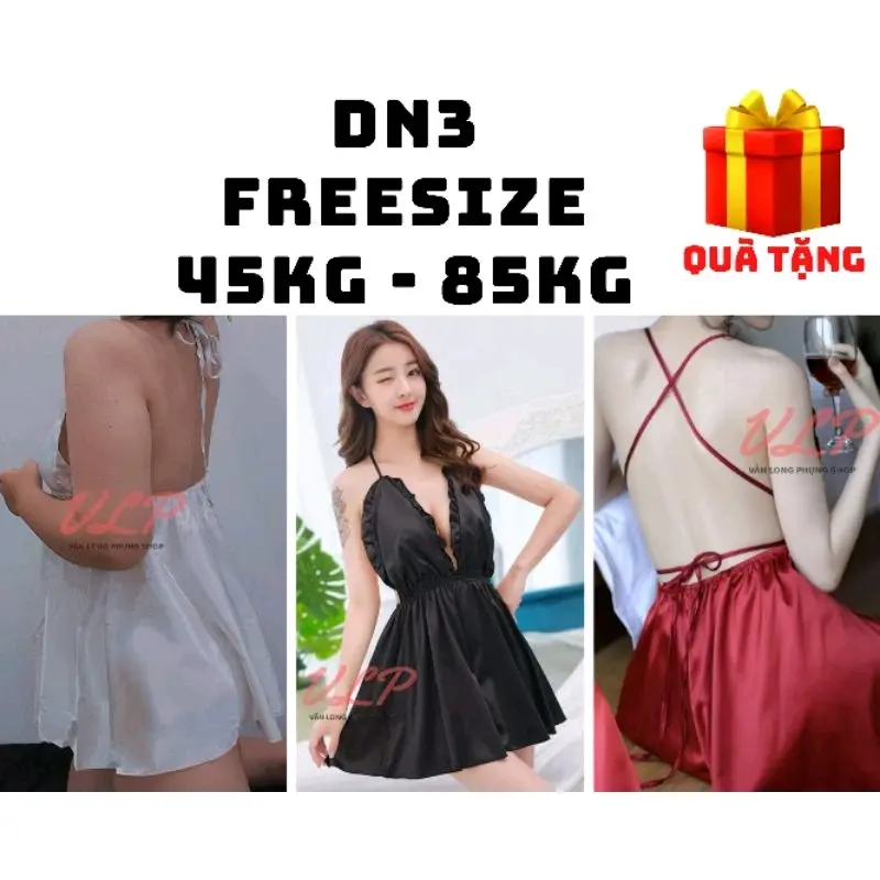 [BIGSIZE ĐẾN 85KG]_DN3_Váy ngủ cổ yếm buộc dây hở lưng đầm