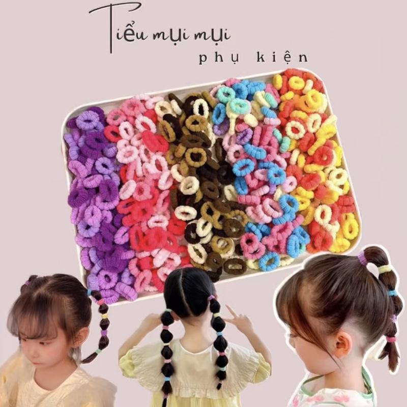 Túi 500 sợi chun bông xù cột tóc cho bé Cài Tóc Phụ Kiện Tóc Cài Tóc Phụ Kiện Tóc