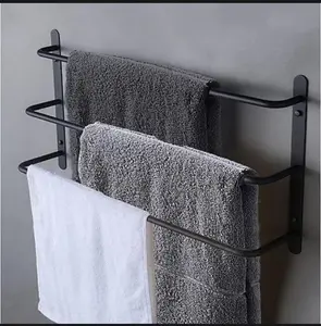 Gantungan Sajadah Tempel Dinding Besi 3 Susun/ Mukena/ handuk Free skrup Dan Fisher Dipasang di Dinding Hitam Putih