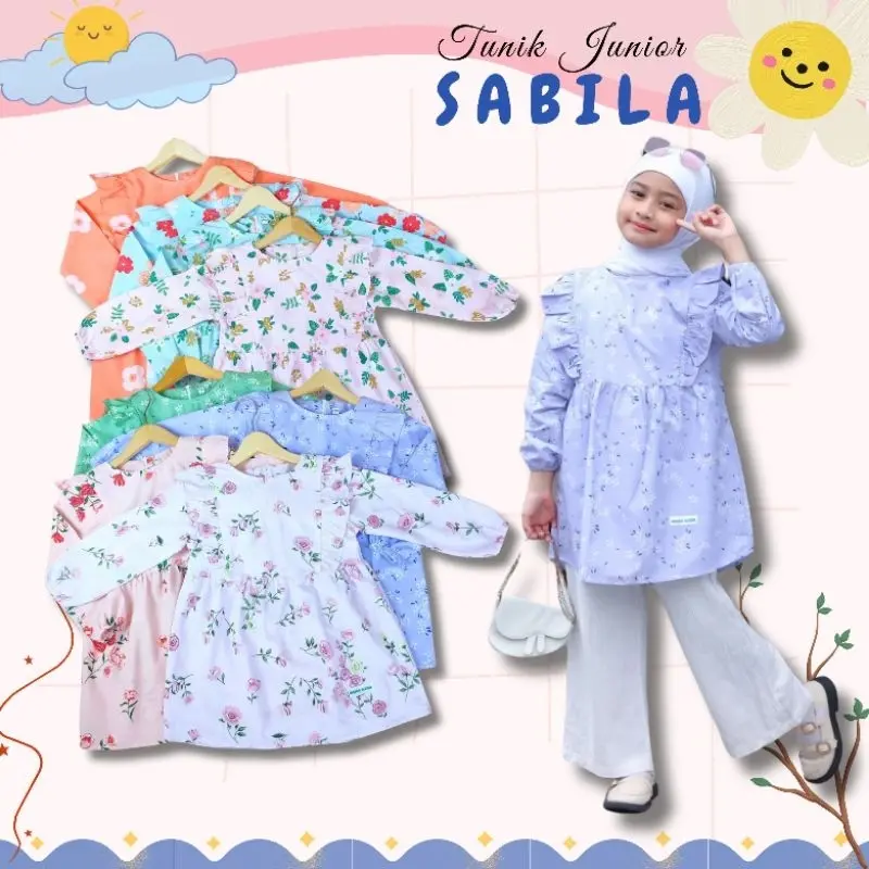 TUNIK SABILA JUNIOR/PAKAIAN ANAKPEREMPUAN/TUNIK KATUN ANAK 81012tahun/ BAJU ANAK PEREMPUAN/TUNIK ANAK PEREMPUAN/TUNIK ANAK MUSLIMAH/ATASAN ANAK PEREMPUANBAJU ATASAN KEMEJA TUNIKANAK LENGAN PANJANG