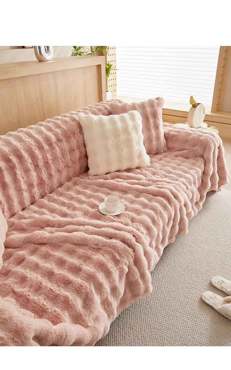 Product Introduction of High-end Winter Thickened Rabbit Fur Sofa Cover Sofa Slipcover Full Wrap Autumn Winter Universal Sofa Cover Wholesale 24