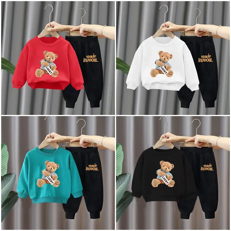 Bộ thu đông dài tay cho bé trai bé gái hình GẤU 3D Sandal Gile