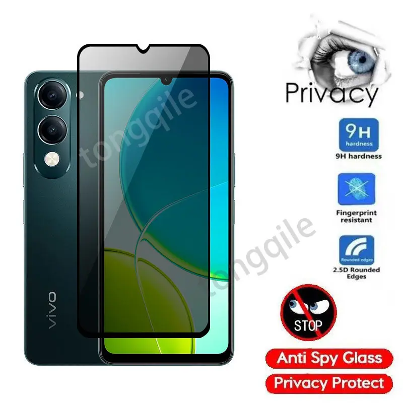 Private Tempered Glass For Vivo Y04 VivoY04 Y 04 4G 2025 Full Cover Screen Protector Anti Peek Privacy Film Protective Glass Anti Scratch 9H Hardness