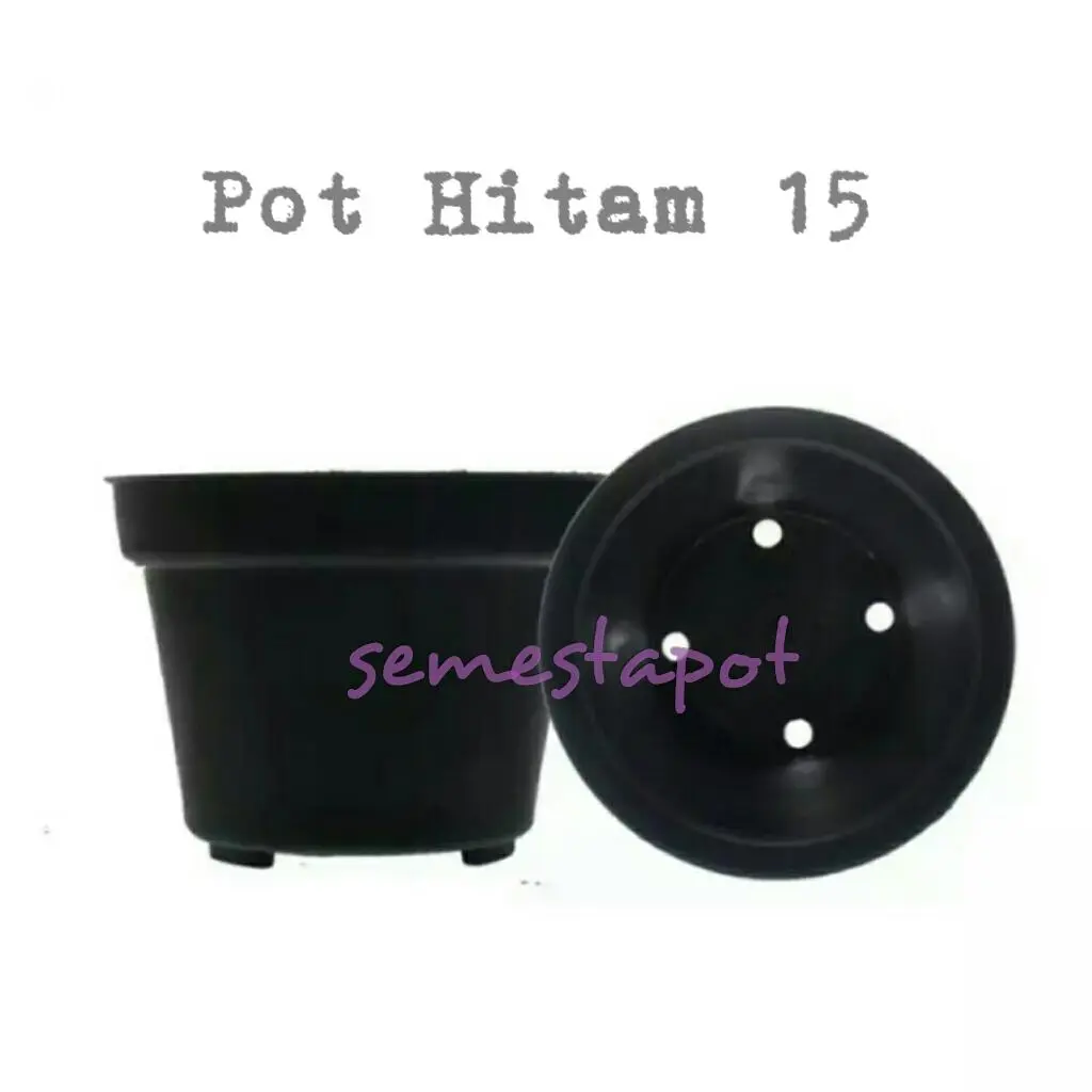 Pot Bunga Tanaman Plastik Hitam Ukuran 15 cm