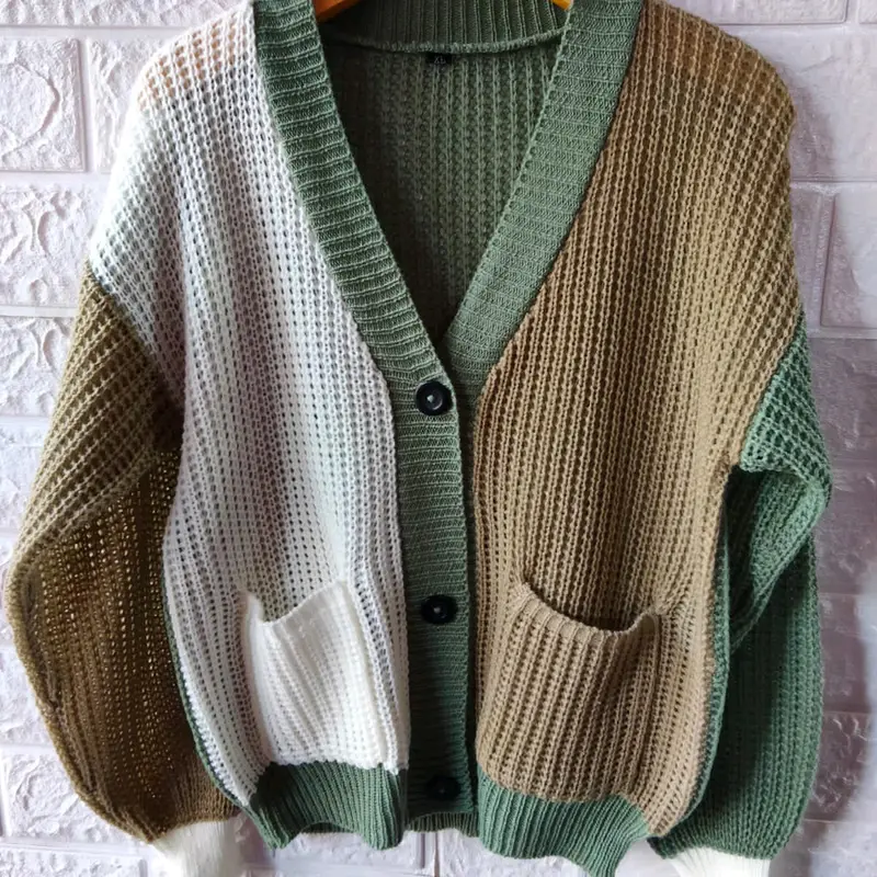 CARDIGAN RAJUT COMBINASI ANAK PEREMPUAN USIA 5-12 THN Katun Polos 2