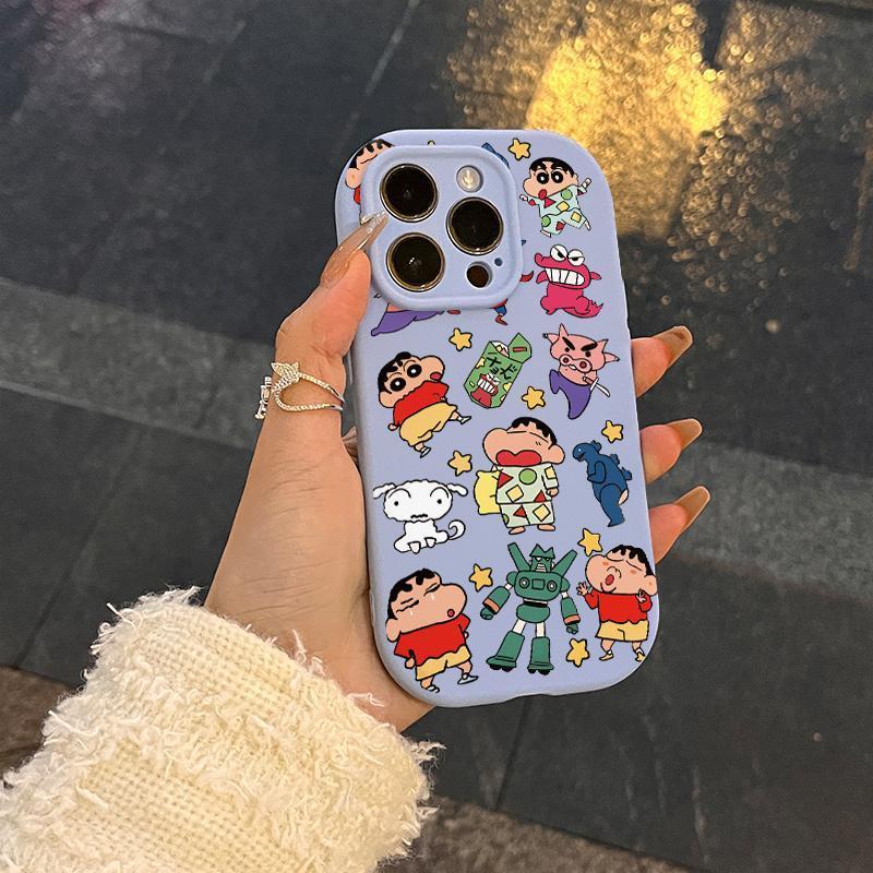 Ốp Điện Thoại Hoạt Hình Anime Tương Thích Cho IPhone 11 XR 15 14 13 12 Pro Max IPhone 7 8 Plus SE 2020 X Xs Max Ốp Silicon Sang Mới Mạ Điện Có Bảo Vệ Ống Kính Phong Cách Kẹo Sang Trọng Phụ Kiện Case