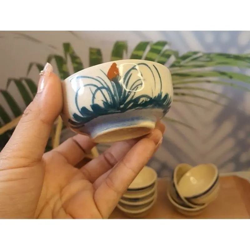 Chén Tép/chén chắm Gốm Cổ Xưa Vẽ Gà. Làm Bánh Bèo,Bánh Bò, Đựng Nước Chấm ( không chân đinh)Dành Cho Người Hoài Niệm 5