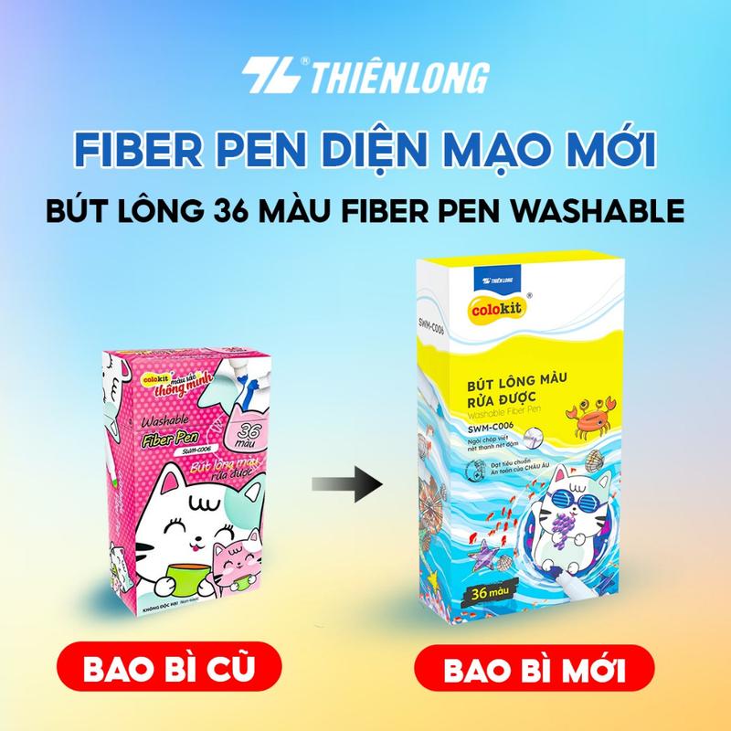 Bút lông màu Fiber Pen Colokit 36 màu Thiên Long có thể viết được nét thanh nét đậm