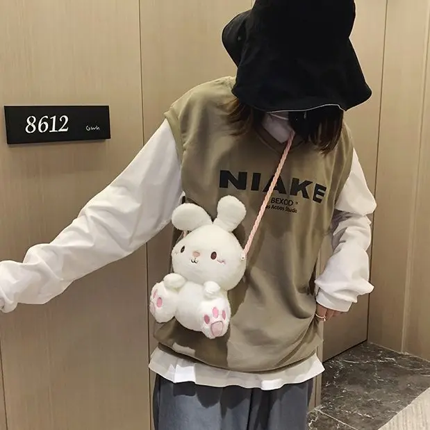 Túi Gấu dễ thương phong cách Lolita, Túi Gấu Bông Thỏ dây xoắn độc đáo nhiều màu đáng yêu cho bé