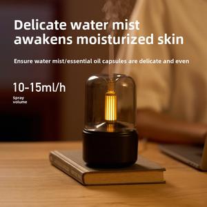 Cross-Border New Arrival Candle Light Aromatherapy Humidifier Small Desktop Delicate Spray Can Add Essential Oil Aromatherapy Atomization shangri  la fragrances automatic  room oud  reed