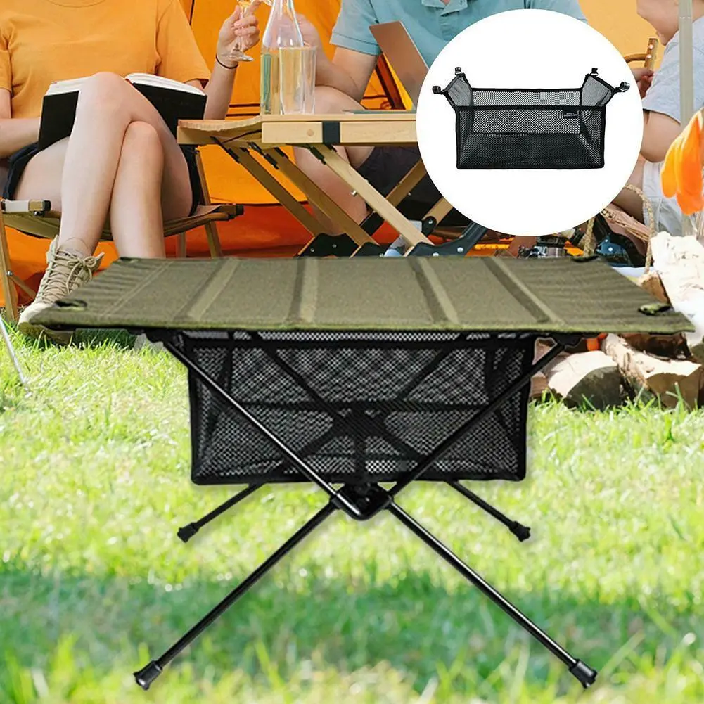 Outdoor Folding Table Storage Net Pocket Camping Table Table Picnic Barbecue Light Mesh C4H7