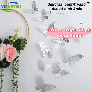 Vinnatsu 12PCS 3D Hiasan Kupu-kupu Berwarna Laser untuk Dinding Tiga Dimensi: Sentuhan Magis untuk Ruang Tidur Anda