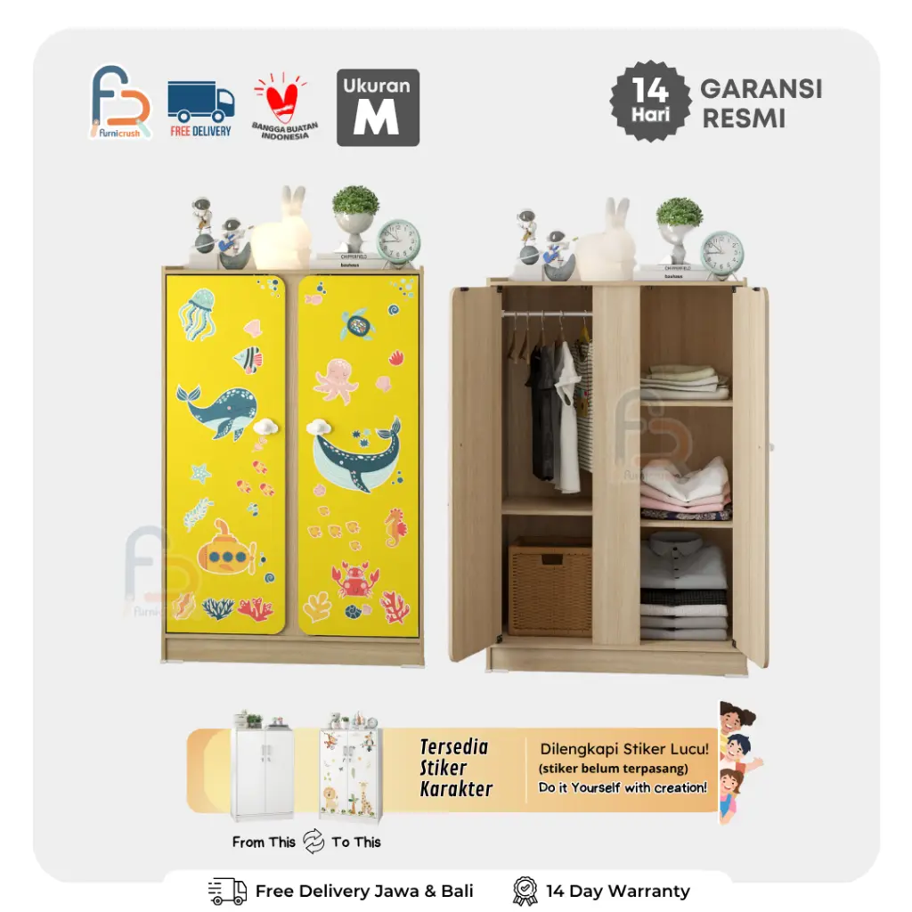 Furnicrush Lemari Bergambar / Lemari Anak 3 Susun / Lemari Kos / Lemari ...