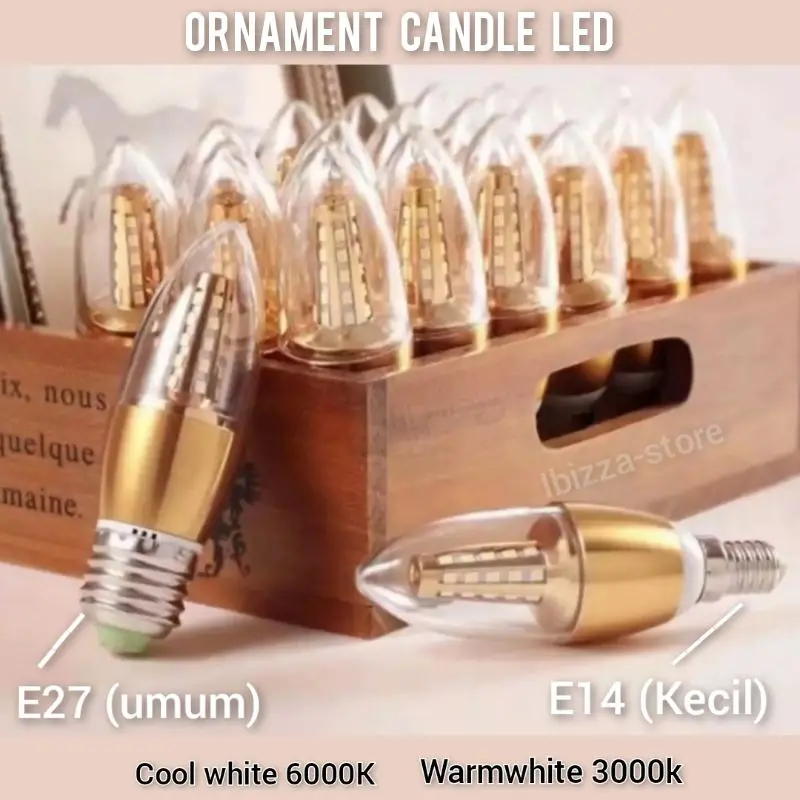 COD Lampu LED Candle 5w kuning jantung jagung 5w lilin 5watt - E14 - E27- Lampu hias Lampu dekor- Putih / kuning White 0
