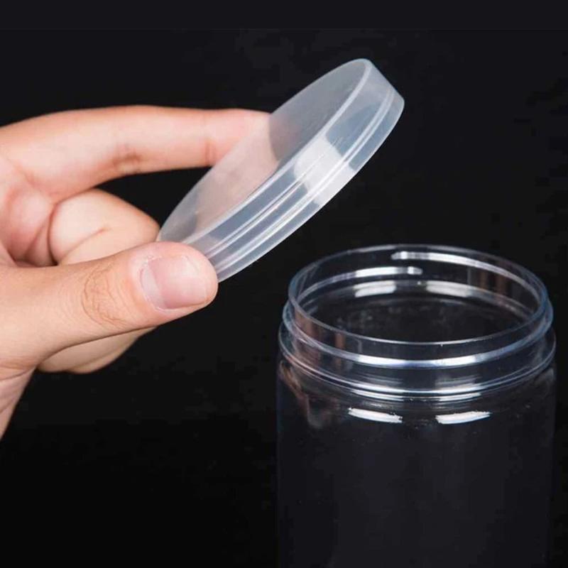 Portable Clear Sealed Can with Lid Circular Storage Bucket Plastic Food Jar Food Grade Sealed Empty Packing Bottle 2
