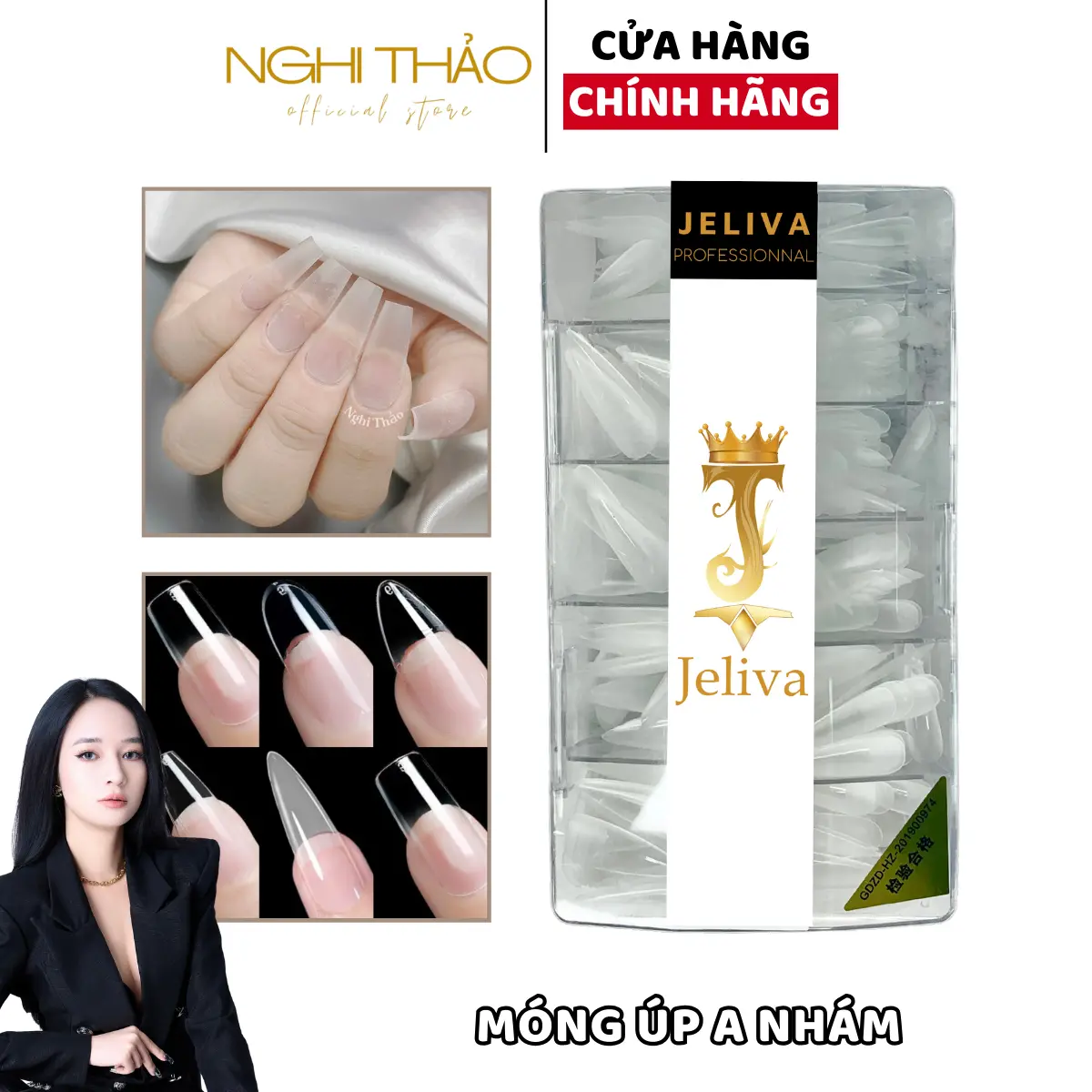 Móng úp tay nhám Jeliva A hộp 500 móng