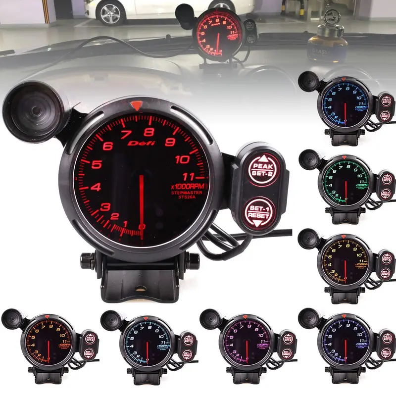Tolok RPM Meter Pemecut, Defi, 3.75 Inci (80mm), 7 Warna, Julat ...