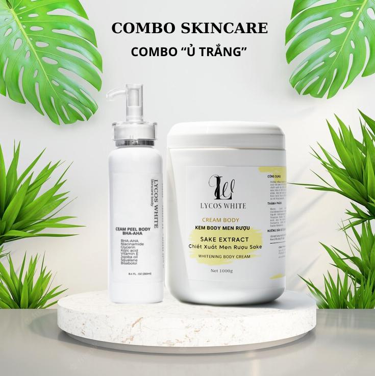   Bộ Đôi  Tinh Chất Peel Dưỡng 250ml Và Kem Body Men 1000g Lycos White 