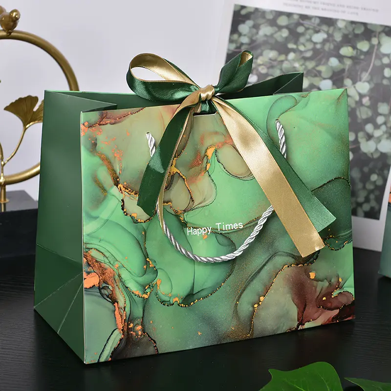 Beg Hadiah Marmar, Beg Kadbod Bertekstur, Beg Tote Fesyen, dengan ...