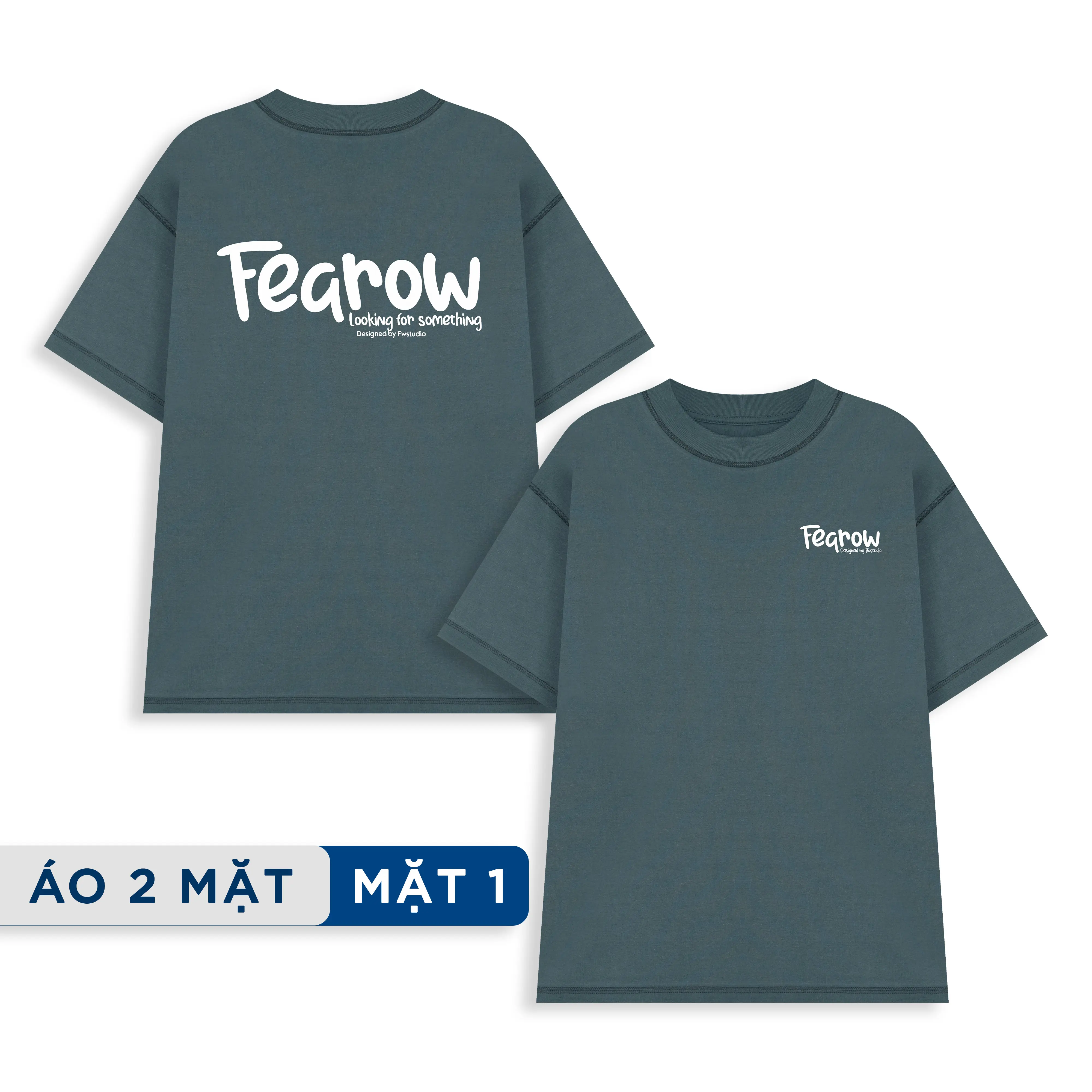Áo thun 2 mặt nam nữ local brand unisex Fearow Double Tee Collection - Dinosaur / Xám Xanh - ATF1017