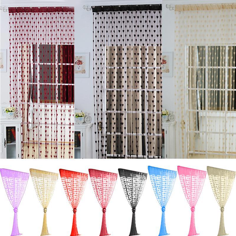 Colorful Romantic Love Pattern Line String Curtains House Window ...