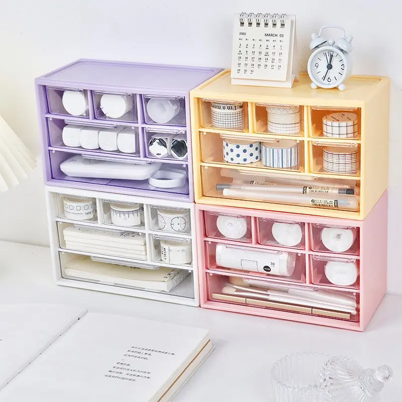 Tủ Hộp Cute Mini 6 Ngăn Lớn Nhiều Màu  Đựng Đồ Lặt Vặt Decor Bàn Học RECO 1