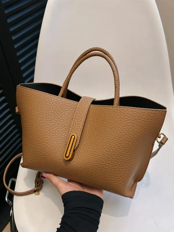 Women's Elegant Solid Color Handbag, Fashionable PU Leather Shoulder Bag for Daily Used, Casual Trendy Versatile High-quality Daily Commuting Bag 3