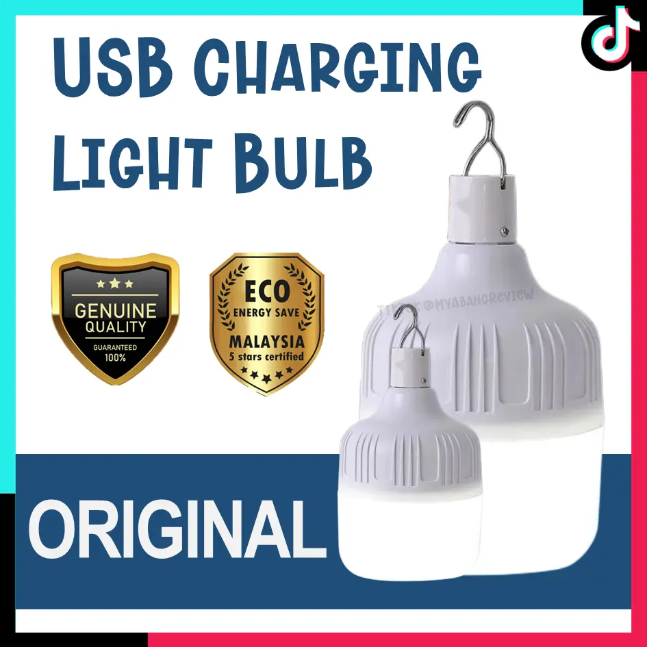 < Original > USB  Charging Light Bulb LED Rechargeable Emergency Light Camping Lamp Night Market Lamp Lampu Pasar Malam Bulb Energy Saving Night Market Dimmable Pasar Malam