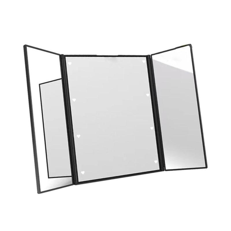 360-Degree Rotatable LED Light Mirror, Foldable Makeup Mirror, Professional Makeup Mirror, Ideal Hairdressing Mirror and Hairdressing Supplies Accessories, Rotating 3