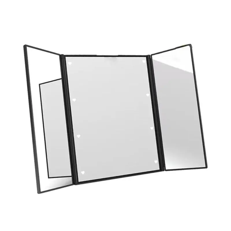 360-Degree Rotatable LED Light Mirror, Foldable Makeup Mirror, Professional Makeup Mirror, Ideal Hairdressing Mirror and Hairdressing Supplies Accessories, Rotating 3