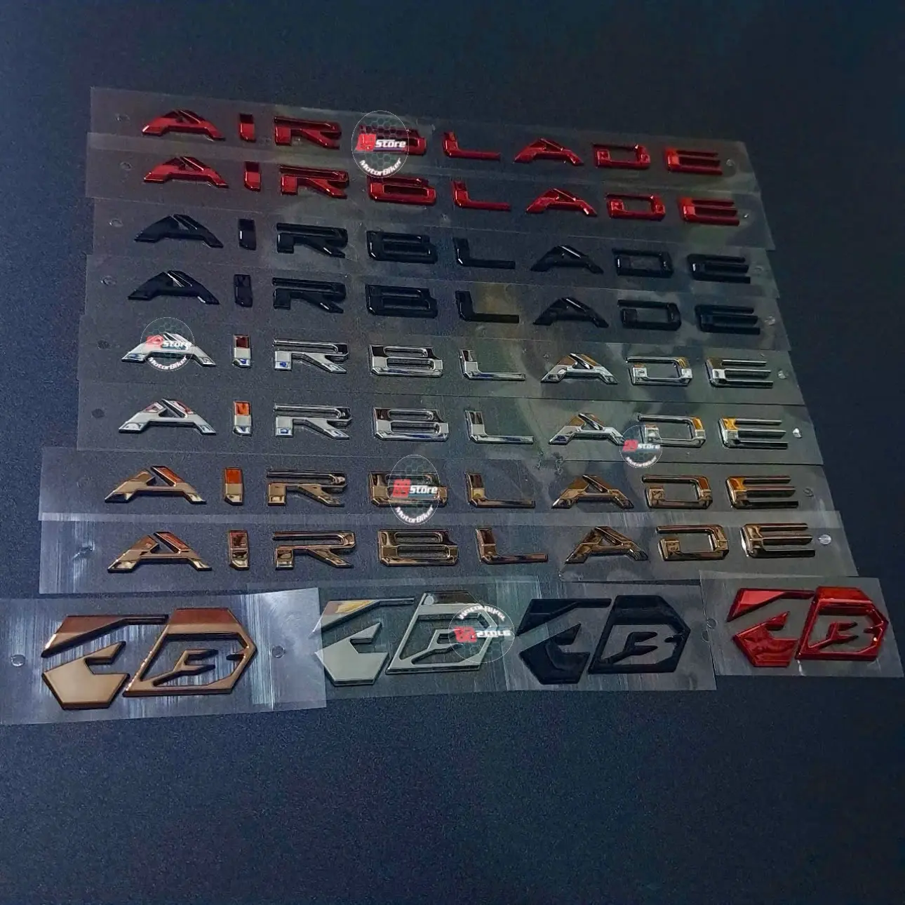 Bộ Tem dán xe chữ nổi logo ốp sườn xi cứng Honda AB Air Blade đời 2020 - 2023 (Gía cặp)