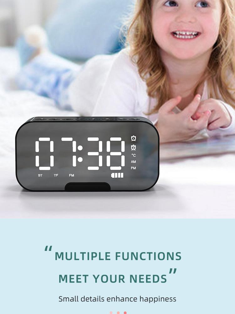 Product Introduction of Cross-Border Hot-Selling Smart AI Bluetooth Speaker Mirror Clock Alarm Clock Mini Card-Insert Radio Speaker Creative Gift mini  speaker  mini  speaker 18