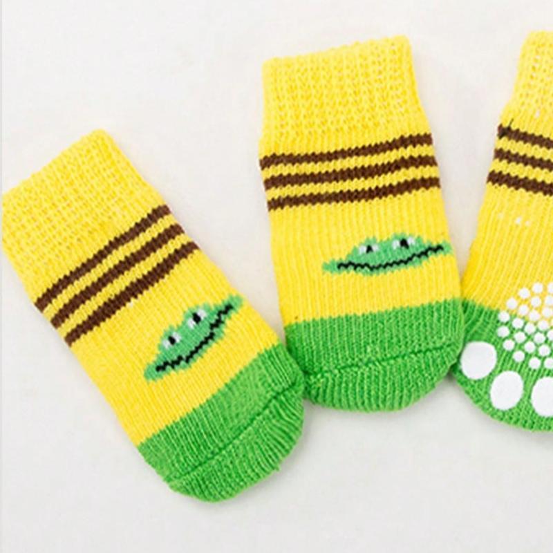 4pcs/Set Cartoon Frog Pattern Pet Socks, Cute Breathable Socks For Small Dogs & Cats, Soft Dog and Cat Clothing 7