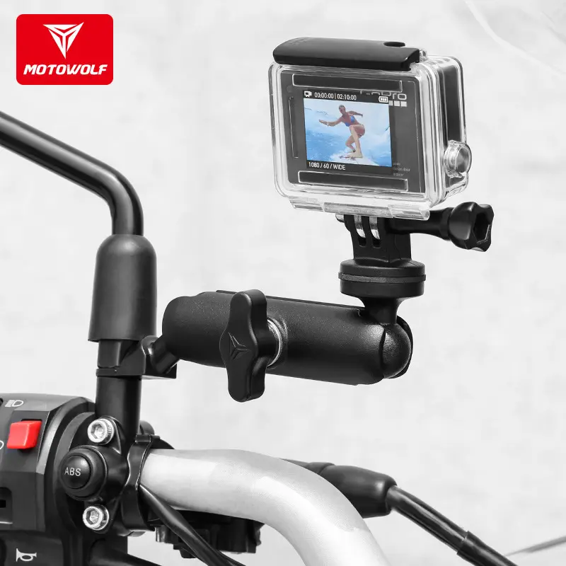Motorcycle Outdoor Riding Driving Camera Recorder Multifunctional Rearview Mirror Camera Rod Aluminum Alloy Fixing Bracket Smartphone Cellphone Mount