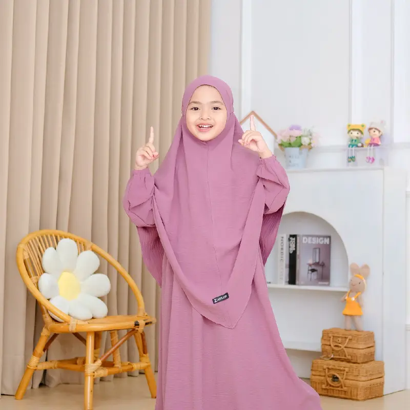 Gamis Sar'i anak perempuan set masa kini dan lucu Khimar 7