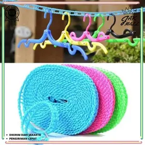 5M Tali Jemuran Pakaian Super Praktis Gantungan Baju 5 Meter Line + Hook JM