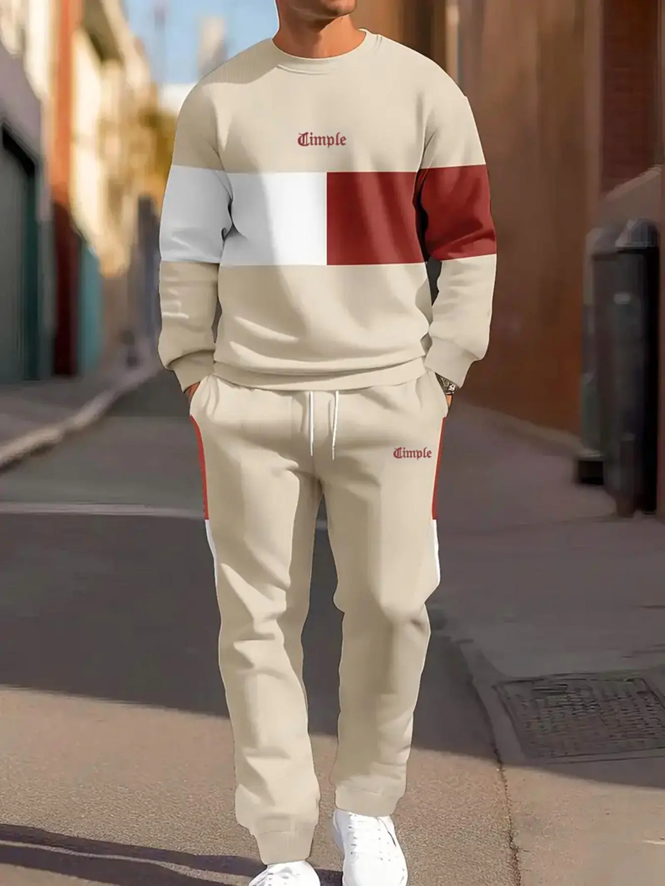 Men's Colorblock Sweatshirt & Sweatpants Set, Regular Fit Casual Fashion Cozy Breathable Matching Outfits for Daily Wear, Men's Clothes for Spring & Fall, Sweatsuit