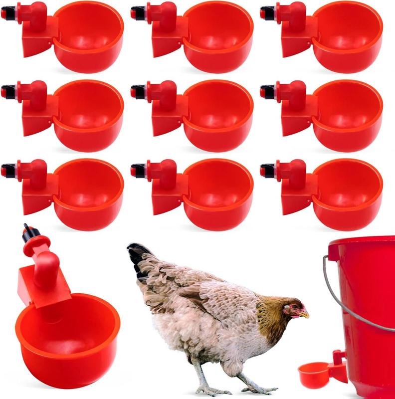 Cedilis 30-Pack Chicken Water Cups – 3/8" Thread Automatic Poultry Drinking Cups With Wing Nut, Leak-Proof, 2.2" Deep Bowl For Chickens, Ducks, Turkeys, Rabbits
