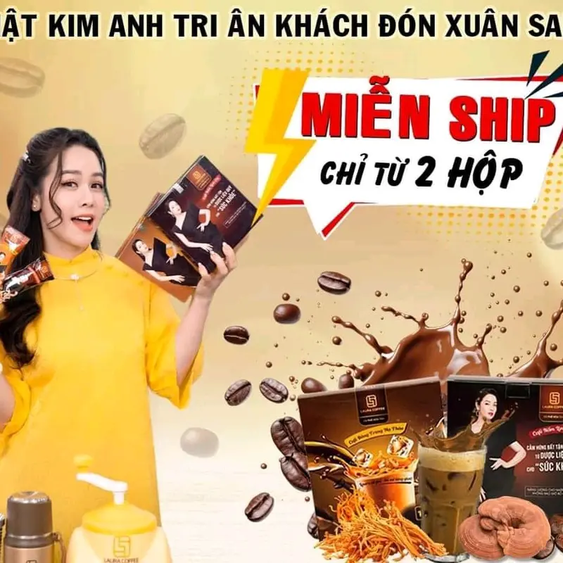 Combo 2 Hộp 2 vị cà phê laura Nhât Kim Anh Đông Trùng và Nấm Linh Chi 0
