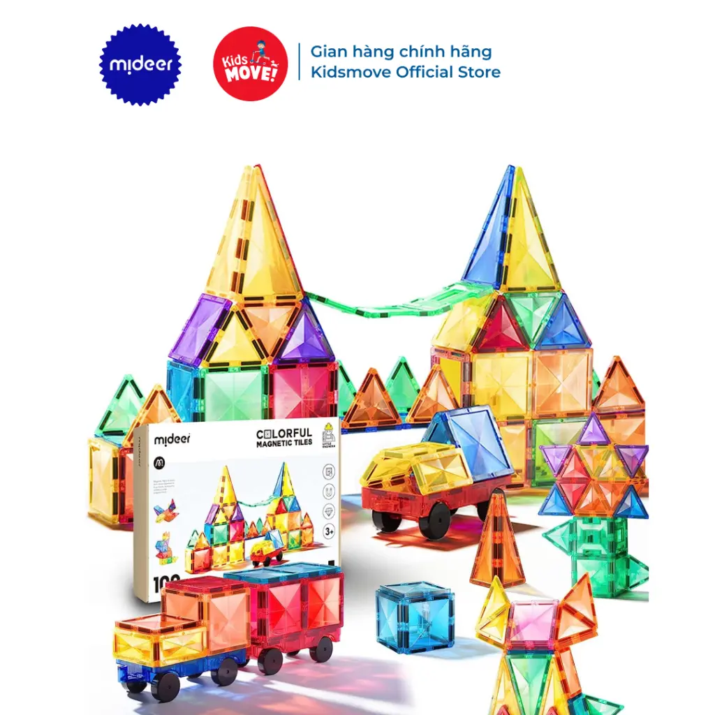 Bộ xếp hình nam châm ánh sáng Mideer, cho bé từ 3 tuổi, kích thước khổng lồ, nam châm hút mạnh Đồ Chơi Toy Tháo Lắp Bộ Lắp Ráp