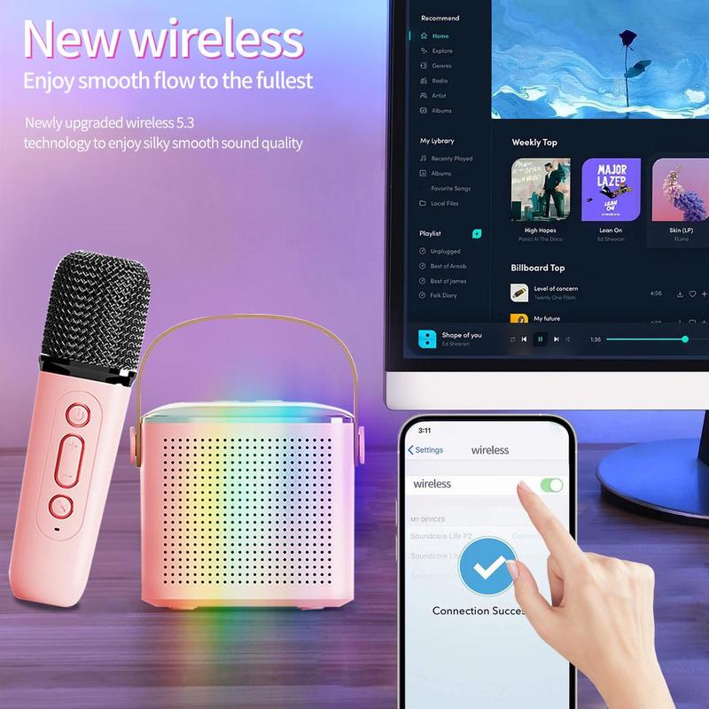 Product Introduction of Portable Wireless Microphone Speaker, Rechargeable Wireless Microphone Speaker with LED Light, Birthday Party & Holiday Gift, Audio 6