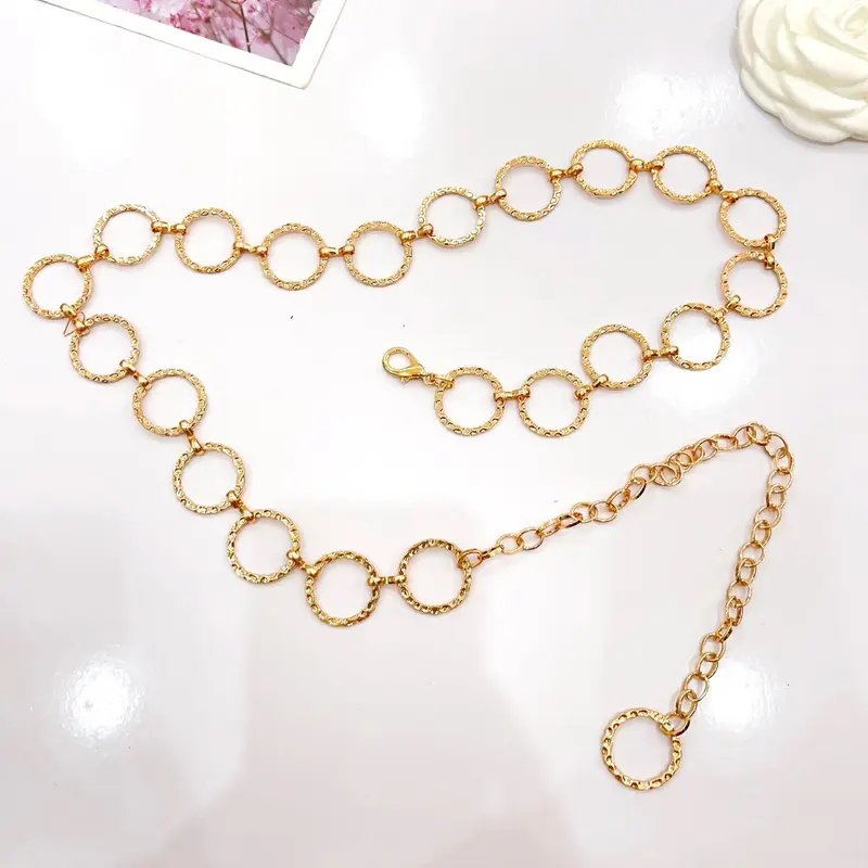 Thắt Lưng Váy Xích Tròn Sần Chất Kim Loại, Bản 2cm, Freesize Dùng Phối Váy Nữ -H&T SHOP 5